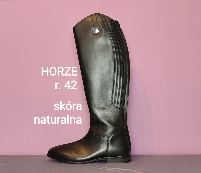 Jak nowe Oficerki HORZE rozmiar 42 skórzane czarne, skóra naturalna
