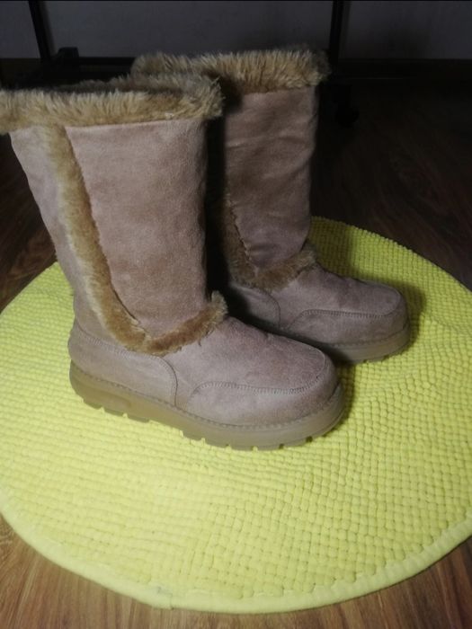 Buty kozaki brązowo-beżowe