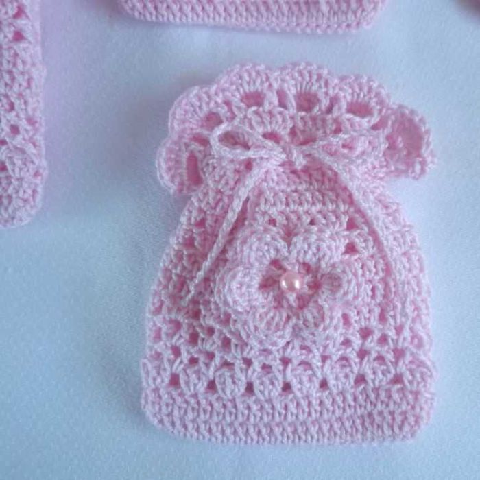 Saquinhos de crochê com alfazema - Lembrança para Batizados, Comunhões