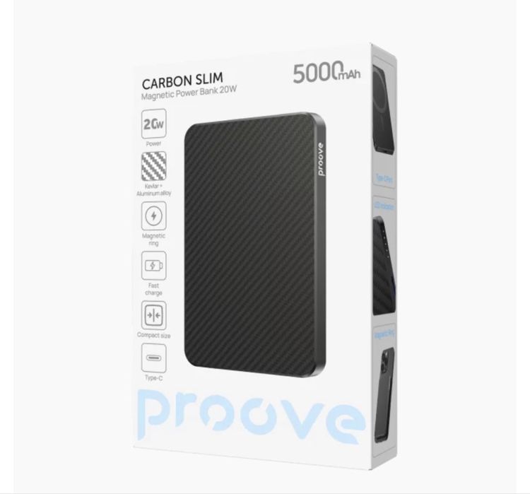 ПаверБанк/Proove Carbon Slim 5000 mAh 20W — чорний