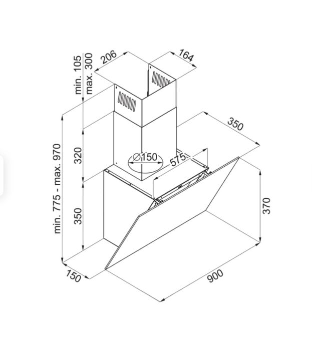 Okap kominowy JTS90 90 cm czarny Ciarko