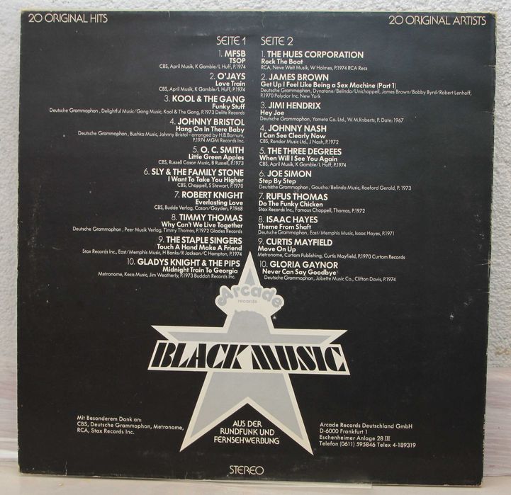 LP Black Music 20 original Hits , Arcade records Germany