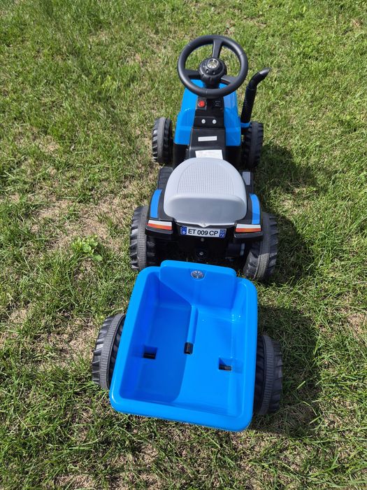 Traktor na Akumulator z przyczepą A009 Niebieski