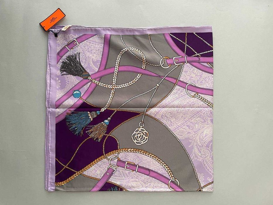 Хустка фіолетова Весняна Silk Hermes 90см