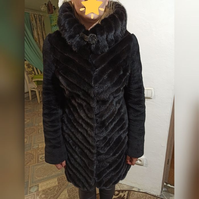 Шуба норка с мутоном