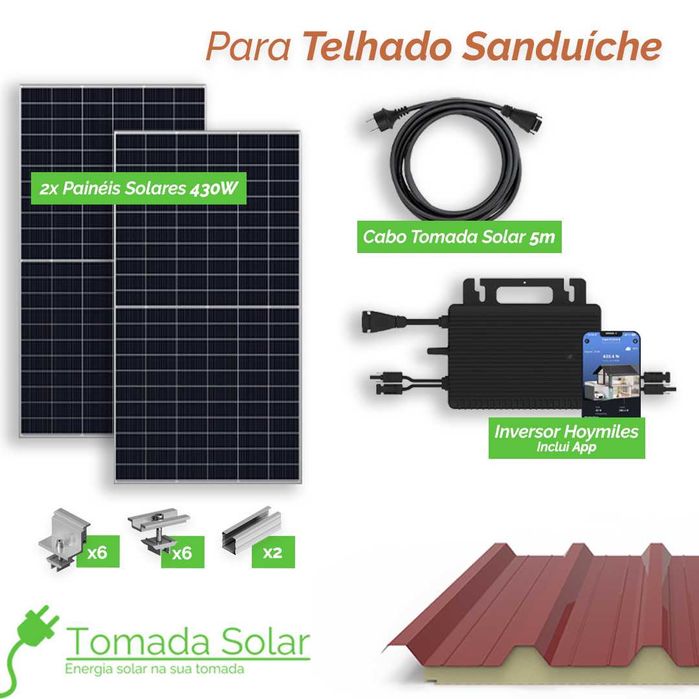 Kit Solar de Ligar a Tomada com Wifi - Painel Sanduiche