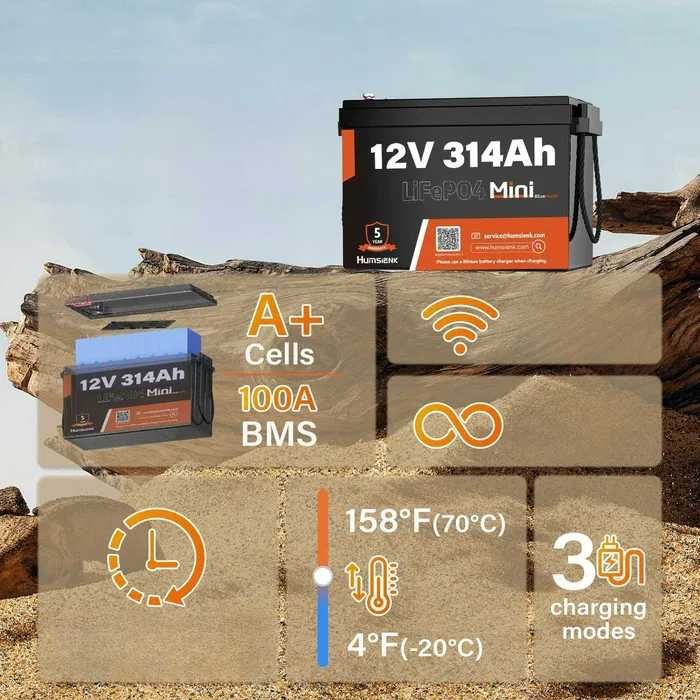 Акумулятор LiFePo4 Humsienk 12V 314Ah. 4,2 кВт  BMS + Bluetooth