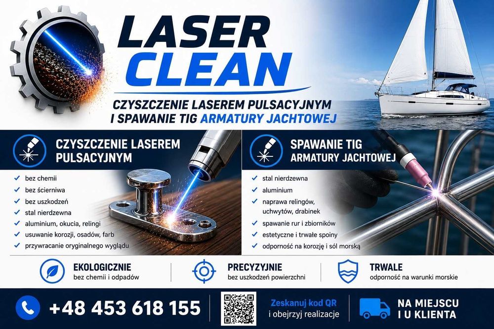 Czyszczenie laserem  spawanie TIG aluminium stal nierdzewna