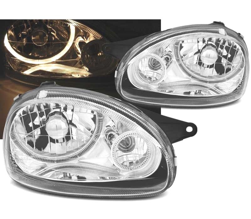 FARÓIS OPEL CORSA B 93-00 ANGEL EYES CROMADOS
