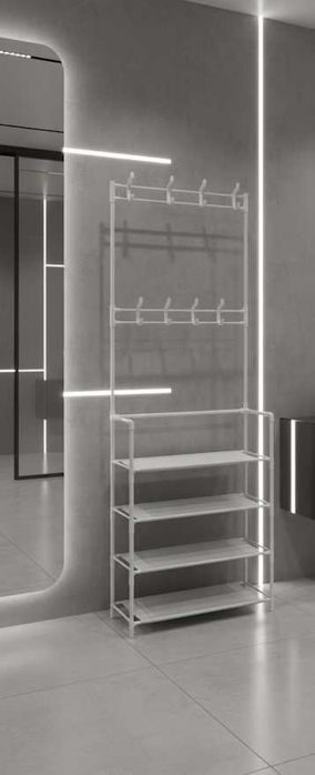 Вешалка для одежды с 4 полками для обуви стеллаж органайзер в прихожую