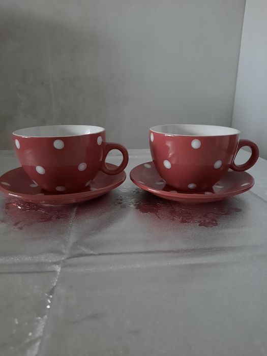 Чашки керамические большие в горошек