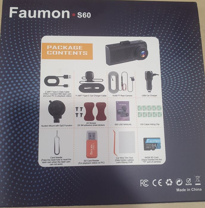 Câmera 4 K dashcam frontal e traseira wifi e app-FAUMON