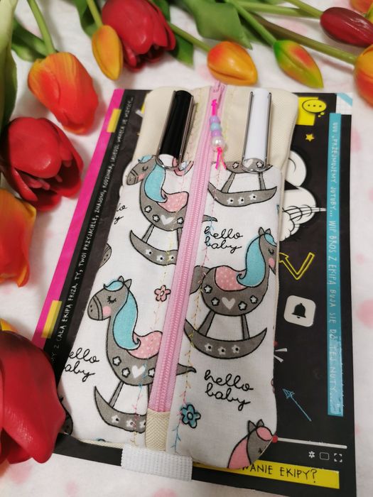 Piórnik na gumce na notatnik hand made