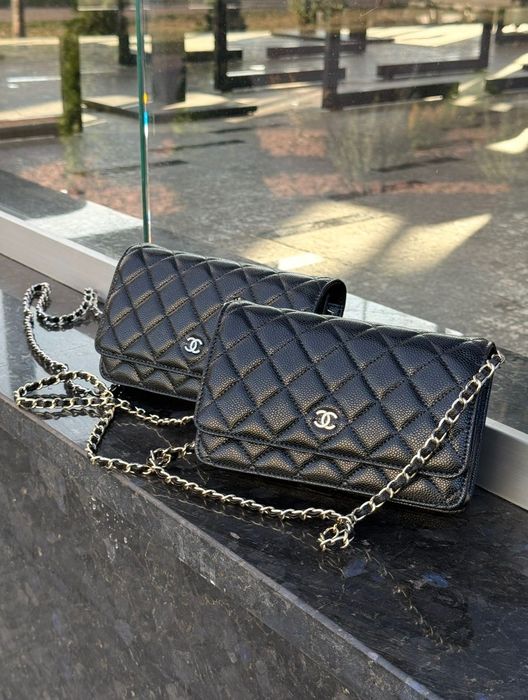 Сумка Chanel Classic Wallet on Chain Black золота та срібна фурнітура