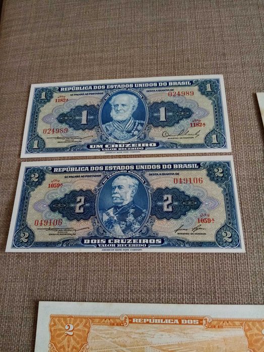 BRASIL 9 Notas NÃO Circuladas da REP Est UNIDOS 2 c/ RECARGA ver fotos