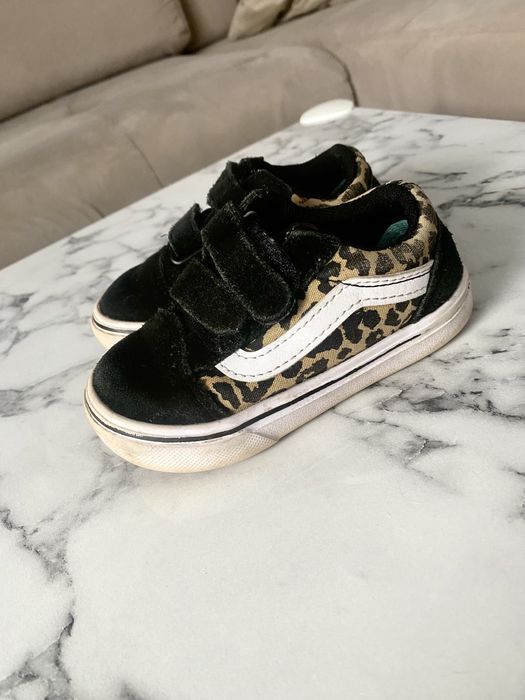 Vans trampki rzepy czarne panterka 22.5 dziewczece