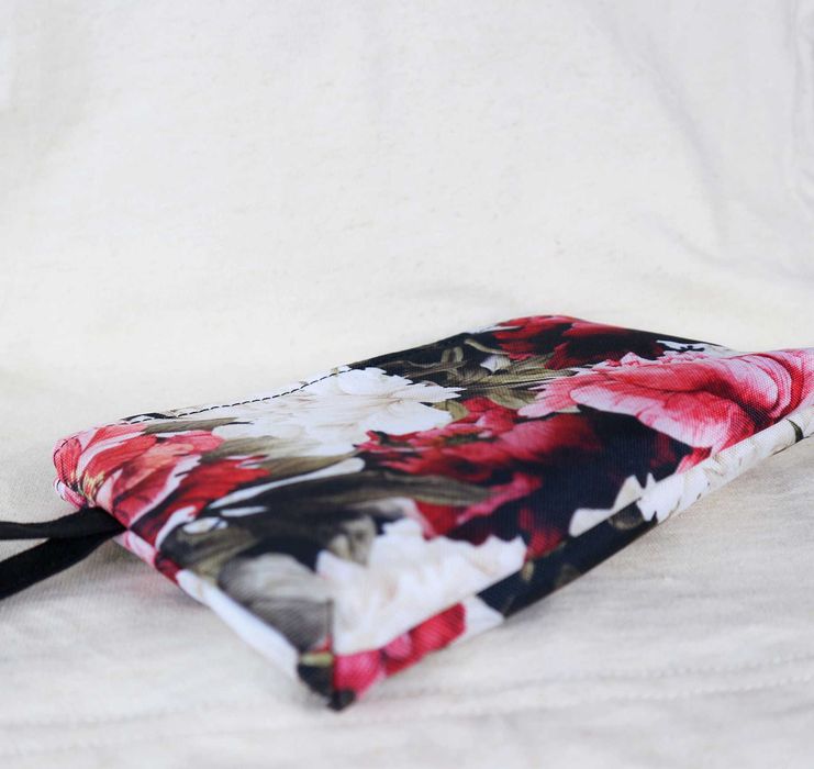 Kosmetyczka do torebki kopertówka z rączką peonie PL handmade