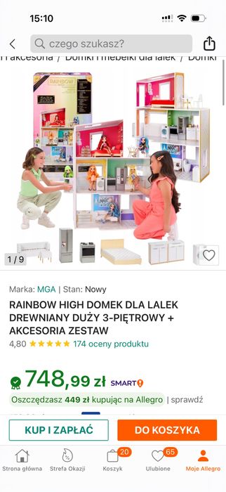Rainbow High Domek dla lalek 3-piętrowy + akcesoria
