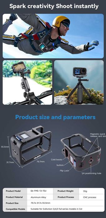 Etui ochronne do DJI OSMO Action 3 4 5 Pro ze stopu aluminium TELESIN