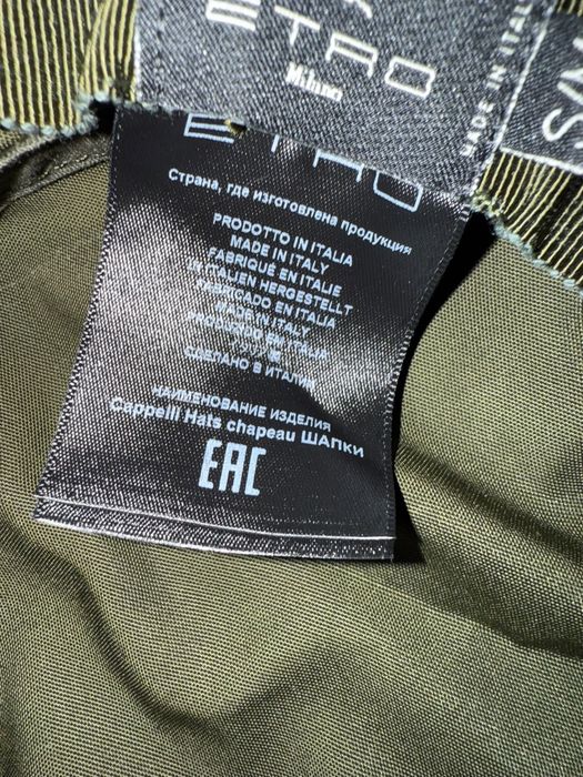 Oryginalny kapelusz Etro Milano bucket hat khaki oliwkowy pegaz