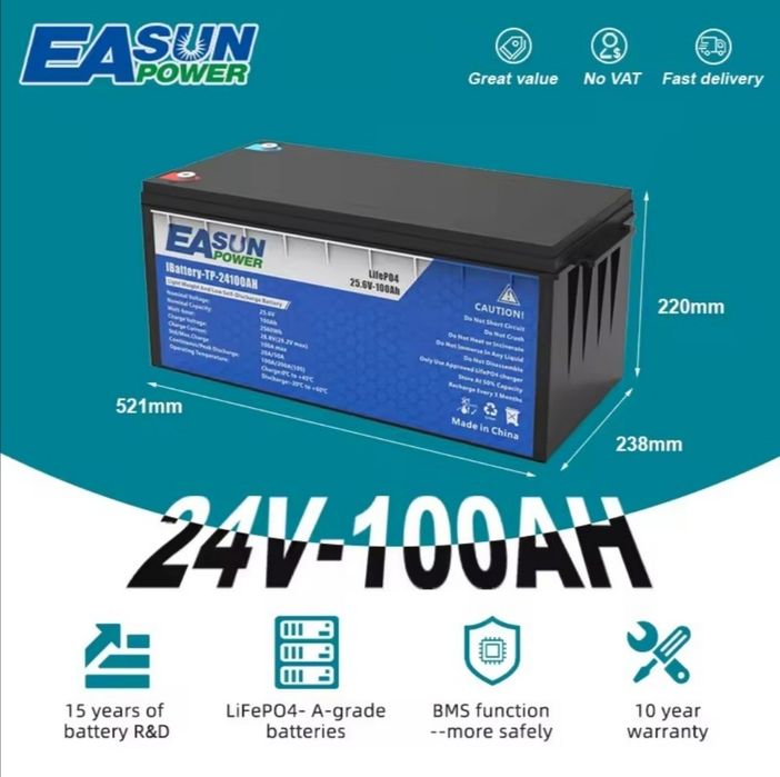 Easun 24v 100ah Lifepo4 łódka, ponton. PROMO.
