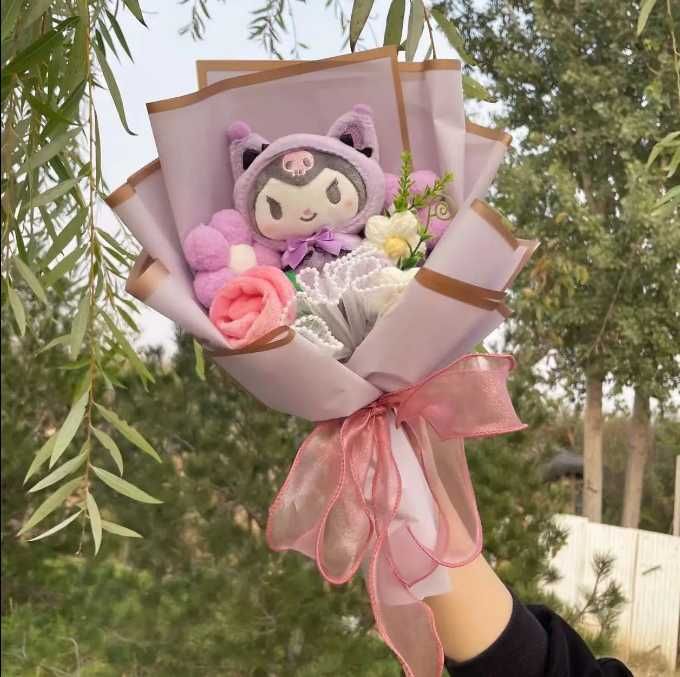 Bouquet de flores artificiais da hello kitty e sario NOVO ENVIO GRÁTIS