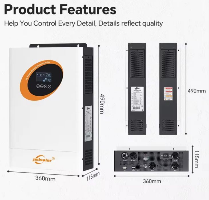 Гібридний інвертор JSDSolar 4 кВт 24 V MPPT 100A чистий синус wifi