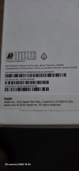 iPhone 15 Pro Max ,Blue Titanium ,256GB