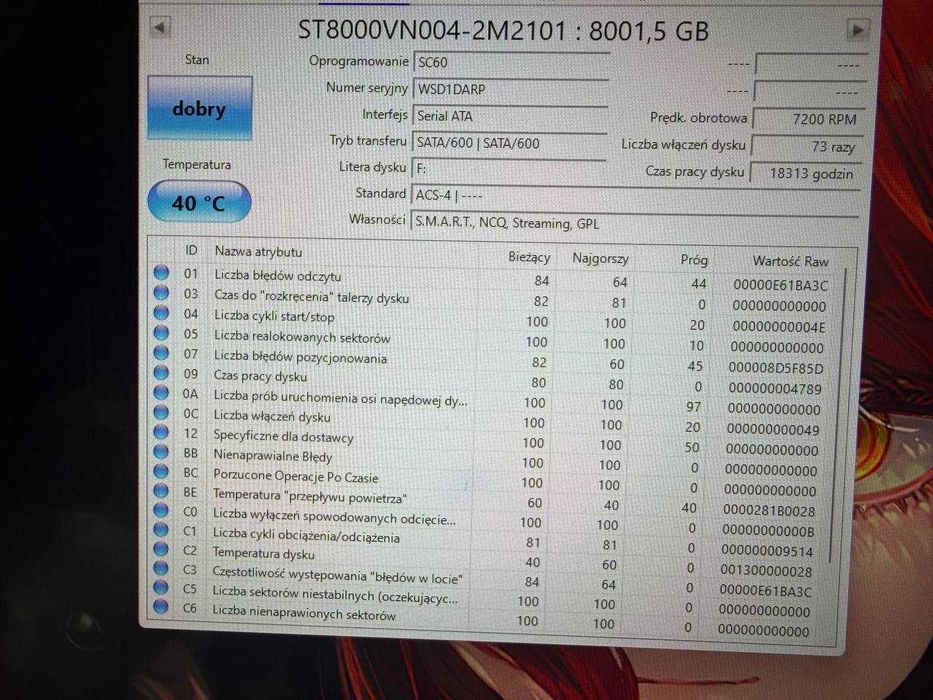 Dysk twardy Seagate Ironwolf 8TB SATA 7200 obr./min 3,5 Cale