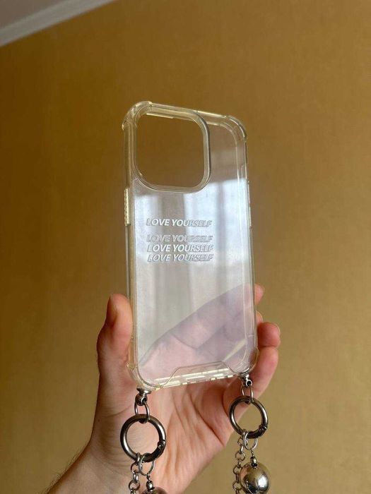 Прозорий чохол для телефона з бусинами тренд на Apple iPhone 14 Pro