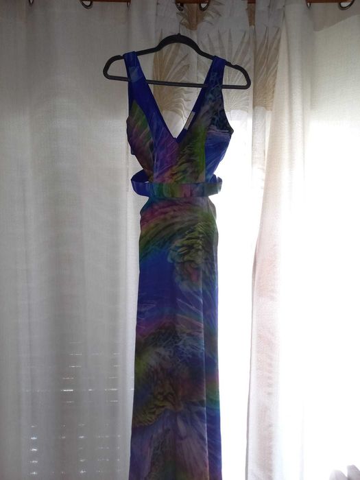 Vestido cerimónia longo estampado