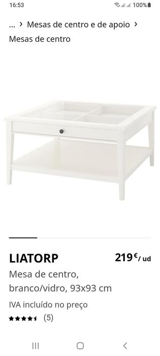 Mesa de centro branca e aquario 65lt