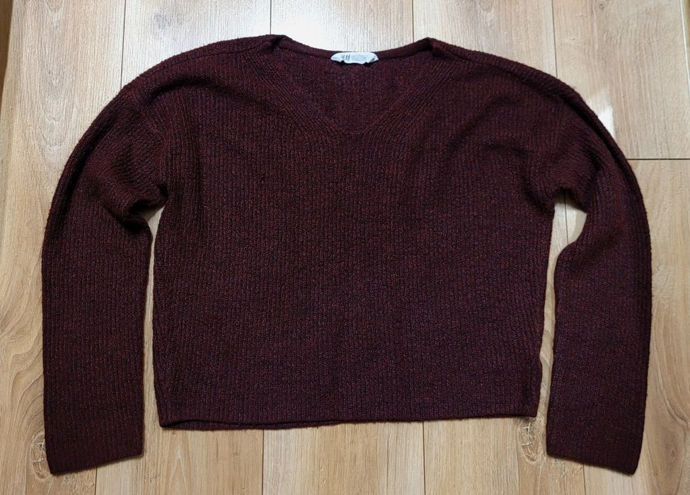 Sweter burgundowy krój oversize H&M roz 12-14 lat 158-164 pasuje na S