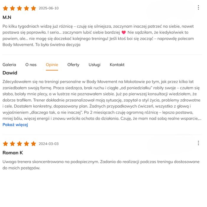 Body Movement Trener personalny Warszawa - Mokotów