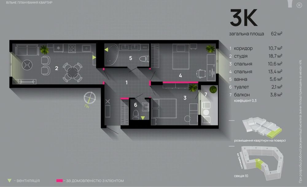 Продаж 2-х кімнатної сучасної квартири