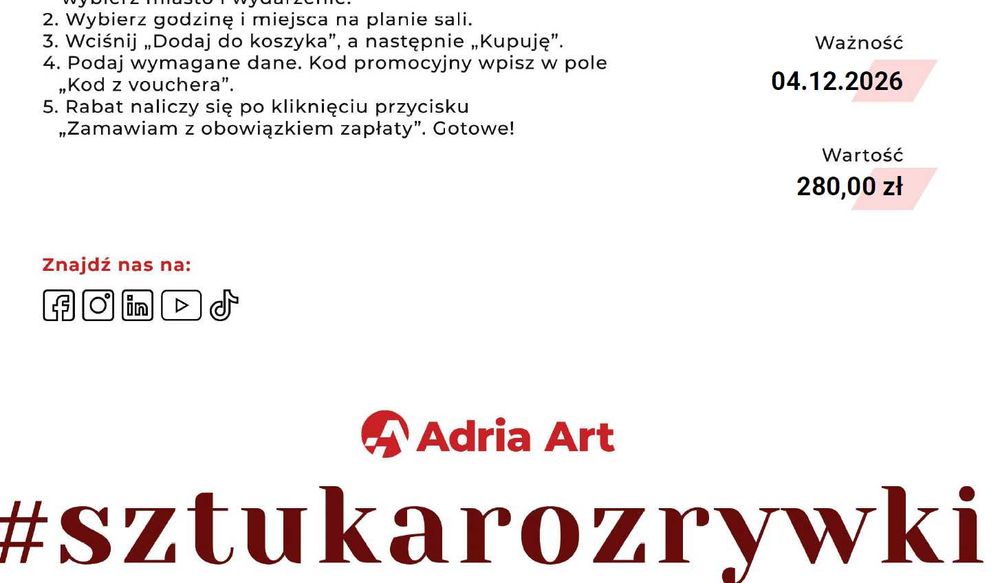 Voucher na spektakle Adria Art