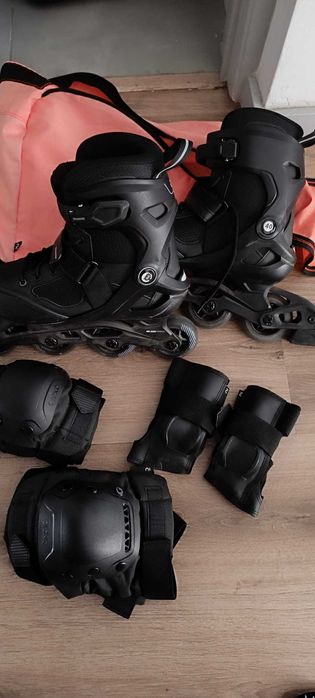 Patins em Linha Adulto FIT100 Preto/Prateado OXELO (40 e 43)