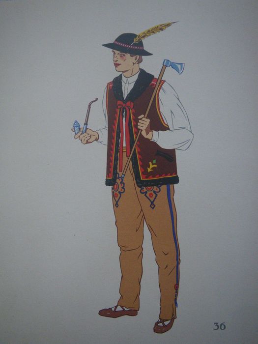 Polskie stroje ludowe. Grafiki - Paryż 1939 rok.