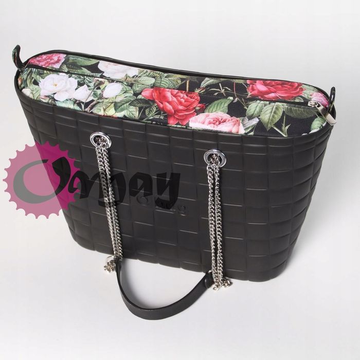 organizer OBAG URBAN MINI czarny róże ogród kwiaty 2 kieszenie OMAY