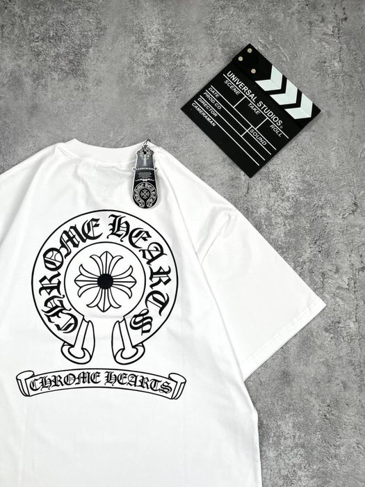 Футболка Chrome Hearts белая оверсайз с бирками