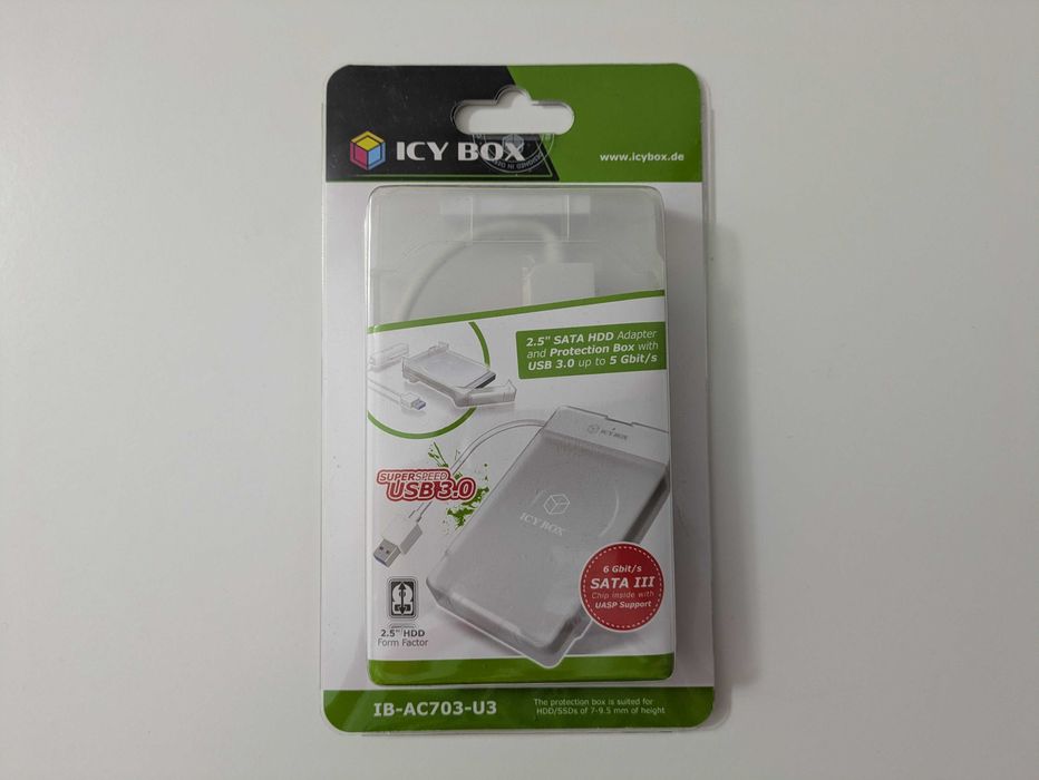 Adapter + Obudowa ICY BOX do dysku 2.5 SATA 3 (USB 3.0, transparentny)