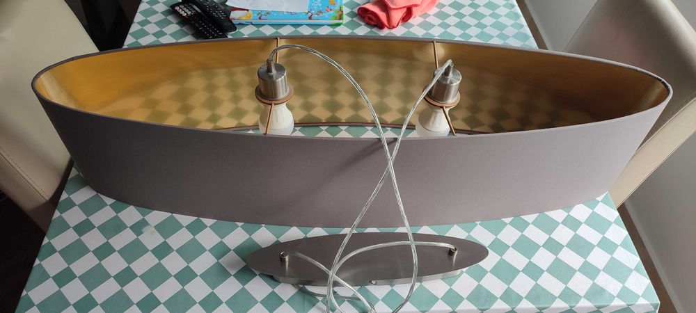 Candeeiro EGLO de teto suspenso oval cinzento e dourado