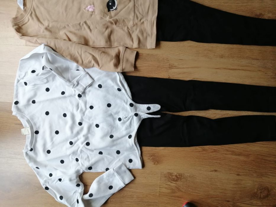 Zestaw spodnie getry bluzy tunika hm 110/116 sarenka kropki