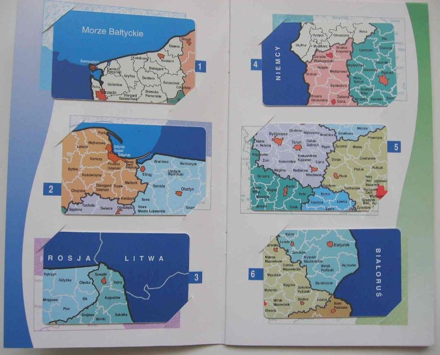 Komplet 13 kart TP S.A." Mapa Polski" w oprawie.