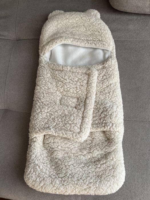 Конверт тедді молочного кольору на виписку зима-весна