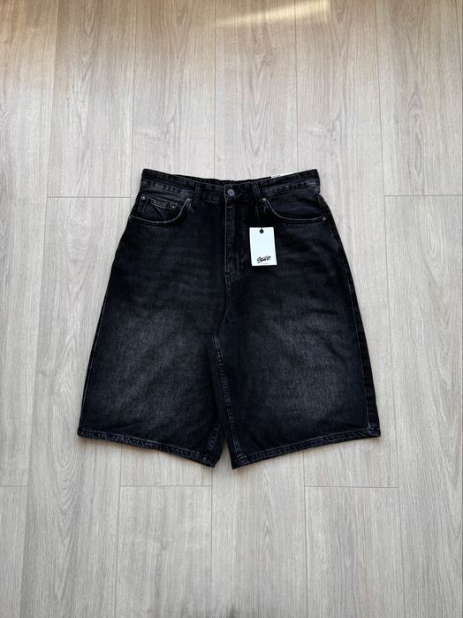 Широкі Шорти PULL&BEAR Skater Fit Оригінал Нові Чорні Джинсові Широкие Черные Джинсы Шорты Shorts Пул Бир