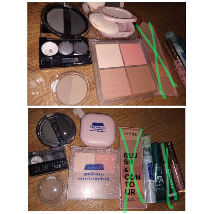 Набір косметики палетки, туш, блиск пензлі кисти revolution