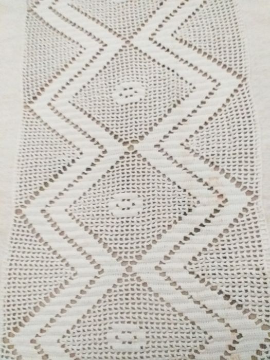 Colcha cama linho, crochet e bordada