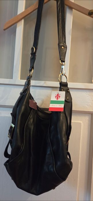 Torebka worek czarna skóra listonoszka torba nie katar venezia ryłko