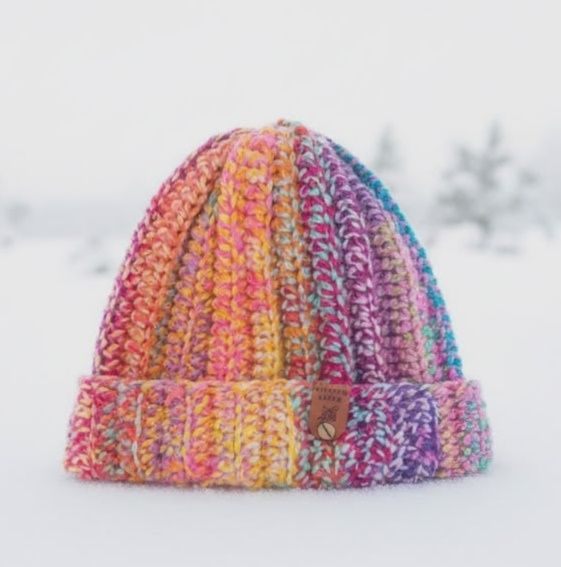 Nowa ciepła czapka multi kolorowa Hand Made robiona ręcznie